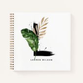Tropisch palm Leaf Letter L Monogram Gepersonalise Notitieboek (Voorkant)