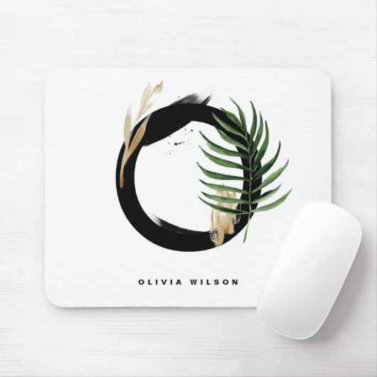 Tropisch palm Leaf Letter O Monogram Gepersonalise Muismat (Met muis)