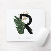 Tropisch palm Leaf Letter R Monogram Gepersonalise Muismat (Met muis)