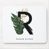 Tropisch palm Leaf Letter R Monogram Gepersonalise Muismat (Voorkant)