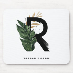 Tropisch palm Leaf Letter R Monogram Gepersonalise Muismat