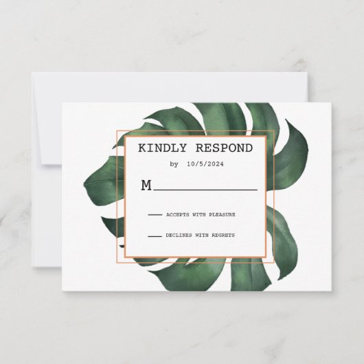 Tropisch palm Leaf Response Card RSVP (Voorkant)