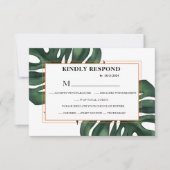 Tropisch palm Leaf Response Card RSVP (Voorkant)