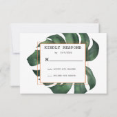 Tropisch palm Leaf Response Card RSVP Kaartje (Voorkant)