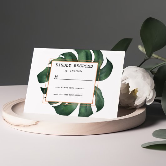 Tropisch palm Leaf Response Card RSVP Kaartje