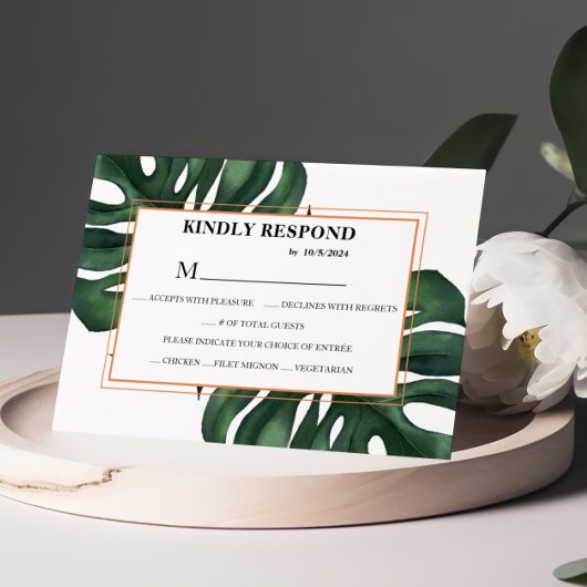 Tropisch palm Leaf Response Card RSVP Kaartje
