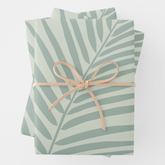 Tropisch palm Leaf Sage Green Inpakpapier Vel (In situ)