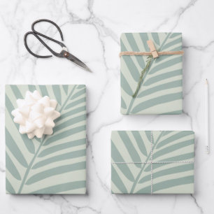 Tropisch palm Leaf Sage Green Inpakpapier Vel