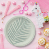 Tropisch palm Leaf Sage Green Papieren Bordje (Feest)