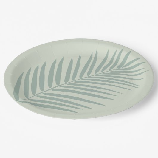Tropisch palm Leaf Sage Green Papieren Bordje (Gekanteld)