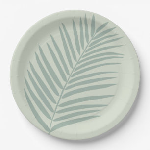 Tropisch palm Leaf Sage Green Papieren Bordje