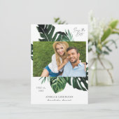 Tropisch palm Leaf Save the Date Photo (Staand voorkant)