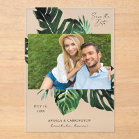 Tropisch palm Leaf Save the Date Photo