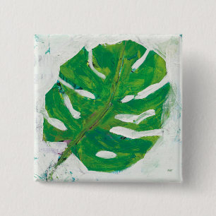 Tropisch Palm Leaf Vierkante Button 5,1 Cm