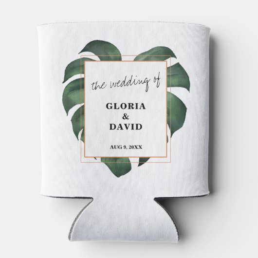 Tropisch palm Leaf Wedding Blikjeskoeler (Achterkant)