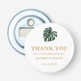 Tropisch palm Leaf Wedding Button Flesopener