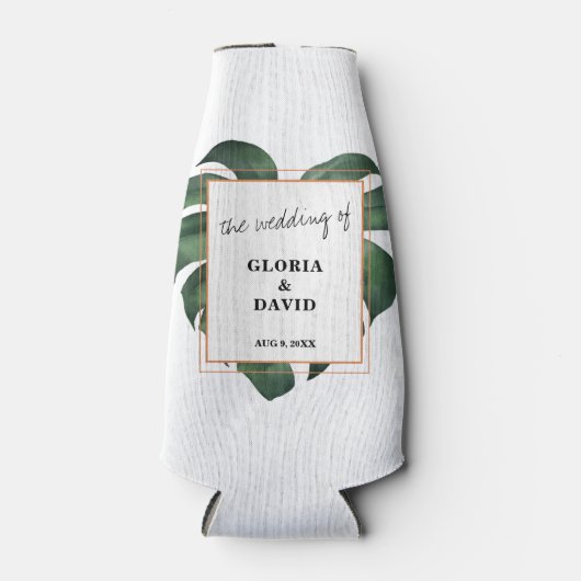 Tropisch palm Leaf Wedding Flesjeskoeler (Voorkant)