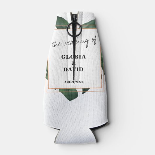 Tropisch palm Leaf Wedding Flesjeskoeler (Achterkant)