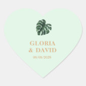 Tropisch palm Leaf Wedding Hart Sticker (Voorkant)