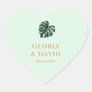 Tropisch palm Leaf Wedding Hart Sticker