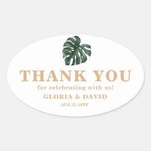 Tropisch palm Leaf Wedding Ovale Sticker