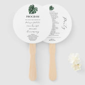 Tropisch palm Leaf Wedding Program Set of Fans Handwaaier (Voorkant en achterkant)