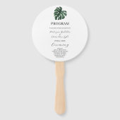 Tropisch palm Leaf Wedding Program Set of Fans Handwaaier (Voorkant)
