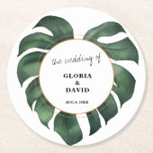Tropisch palm Leaf Wedding Ronde Kartonnen Onderzetter (Voorkant)