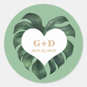 Tropisch palm Leaf Wedding Ronde Sticker (Voorkant)