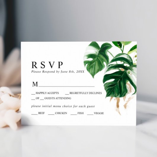 Tropisch palm Leaf Wedding RSVP