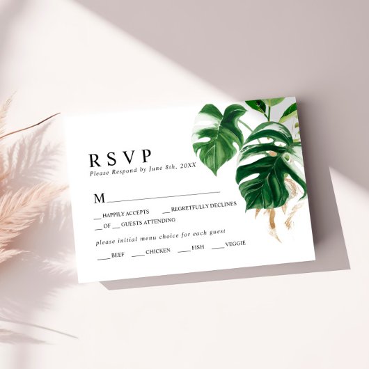 Tropisch palm Leaf Wedding RSVP