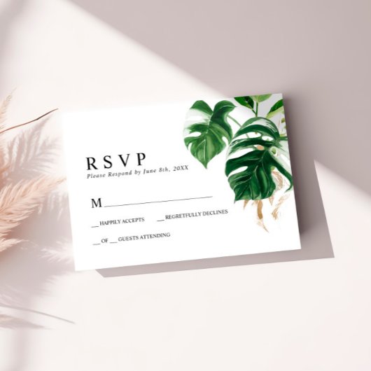 Tropisch palm Leaf Wedding RSVP