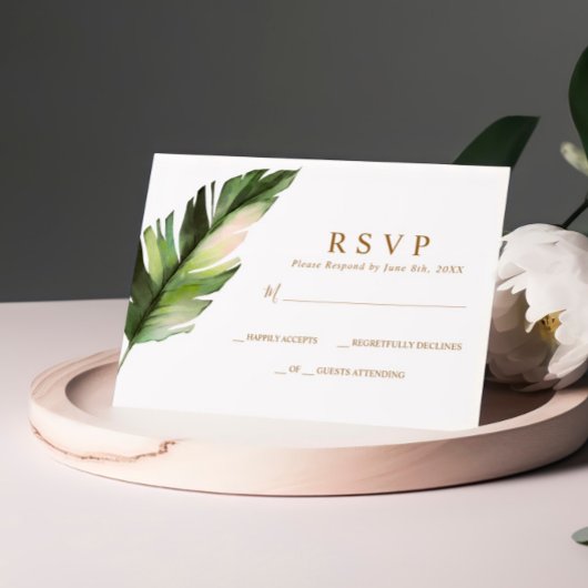 Tropisch palm Leaf Wedding RSVP