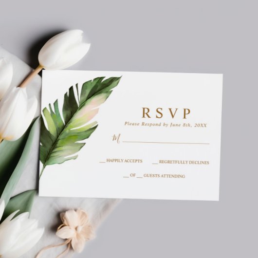Tropisch palm Leaf Wedding RSVP