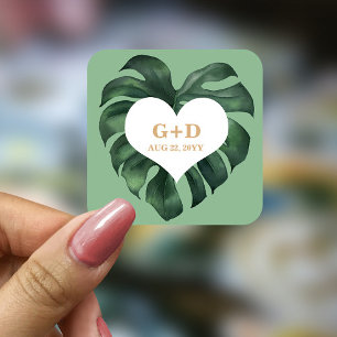Tropisch palm Leaf Wedding Vierkante Sticker