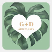 Tropisch palm Leaf Wedding Vierkante Sticker (Voorkant)
