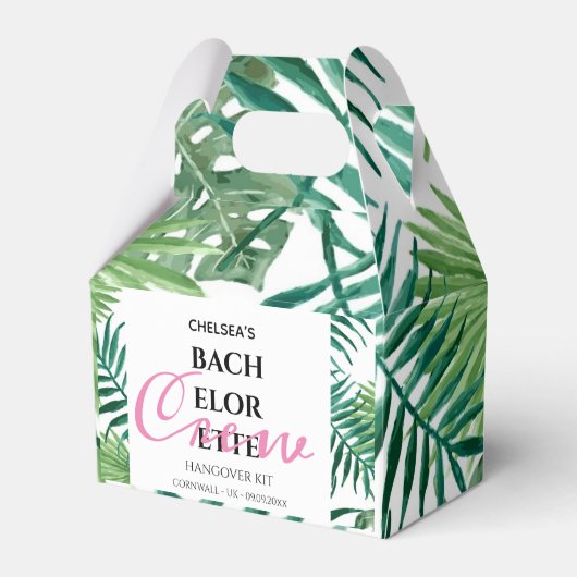 Tropisch palm Leaves Bachelorette Hangover Kit Bedankdoosjes (Voorkant Zijde)