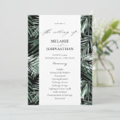 Tropisch palm Leaves Wedding Program - Black Kaart (Staand voorkant)