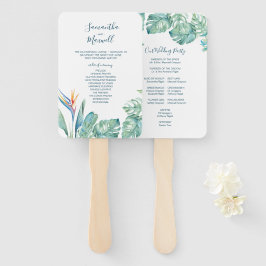 Tropisch palm Leaves Wedding Program Fan Handwaaier