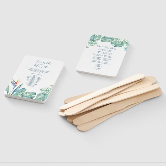 Tropisch palm Leaves Wedding Program Fan Handwaaier (Niet-gemonteerd)