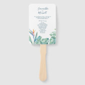 Tropisch palm Leaves Wedding Program Fan Handwaaier (Voorkant)