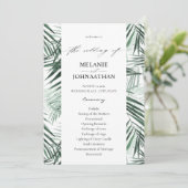 Tropisch palm Leaves Wedding Program Kaart (Staand voorkant)