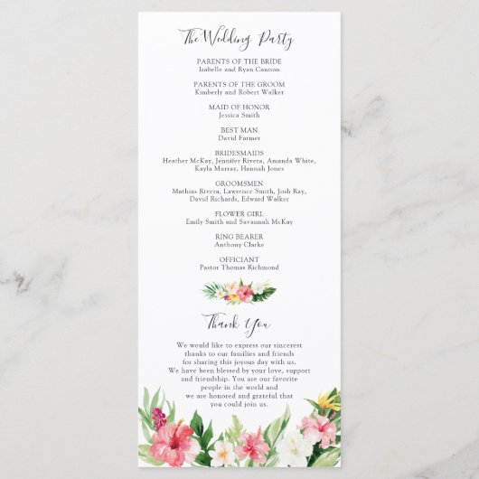 Tropisch palm Leaves Wedding Program Programmakaart (Achterkant)