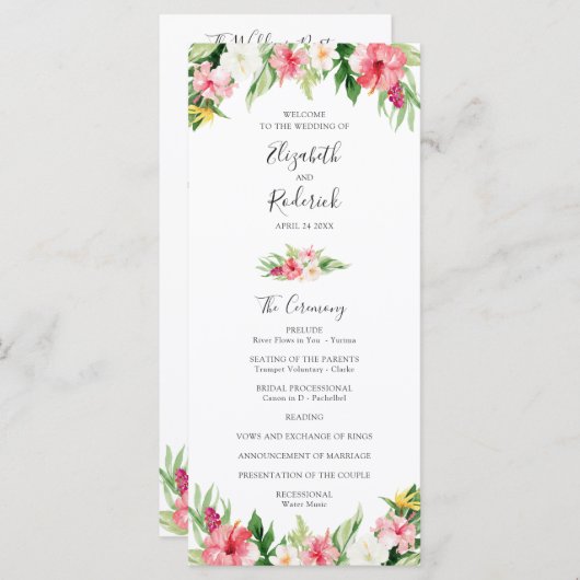 Tropisch palm Leaves Wedding Program Programmakaart (Voorkant / Achterkant)