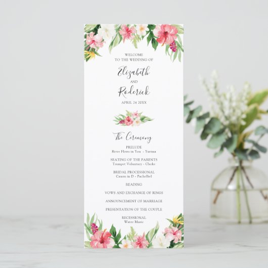 Tropisch palm Leaves Wedding Program Programmakaart (Staand voorkant)