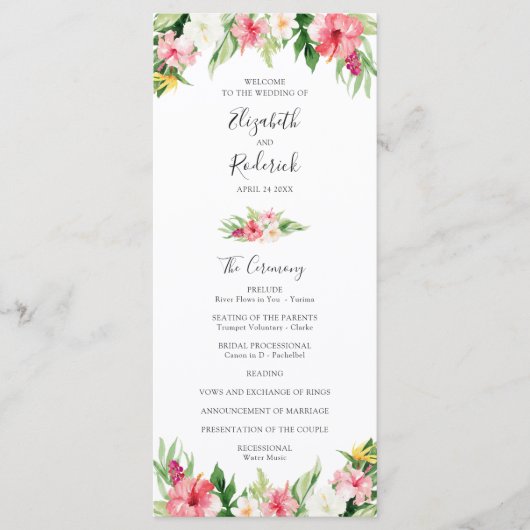 Tropisch palm Leaves Wedding Program Programmakaart (Voorkant)