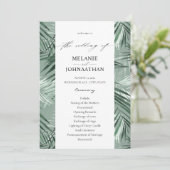Tropisch palm Leaves Wedding Programme - Mint Gree Kaart (Staand voorkant)