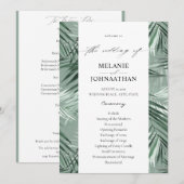 Tropisch palm Leaves Wedding Programme - Mint Gree Kaart (Voorkant / Achterkant)