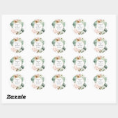 Tropisch palm leest blush Greenery Modern Wedding Ronde Sticker (Vel)