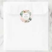 Tropisch palm leest blush Greenery Modern Wedding Ronde Sticker (Tas)